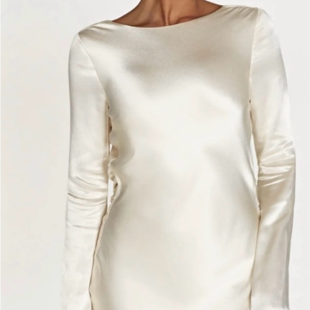 Meshki Cream Satin Mini Dress